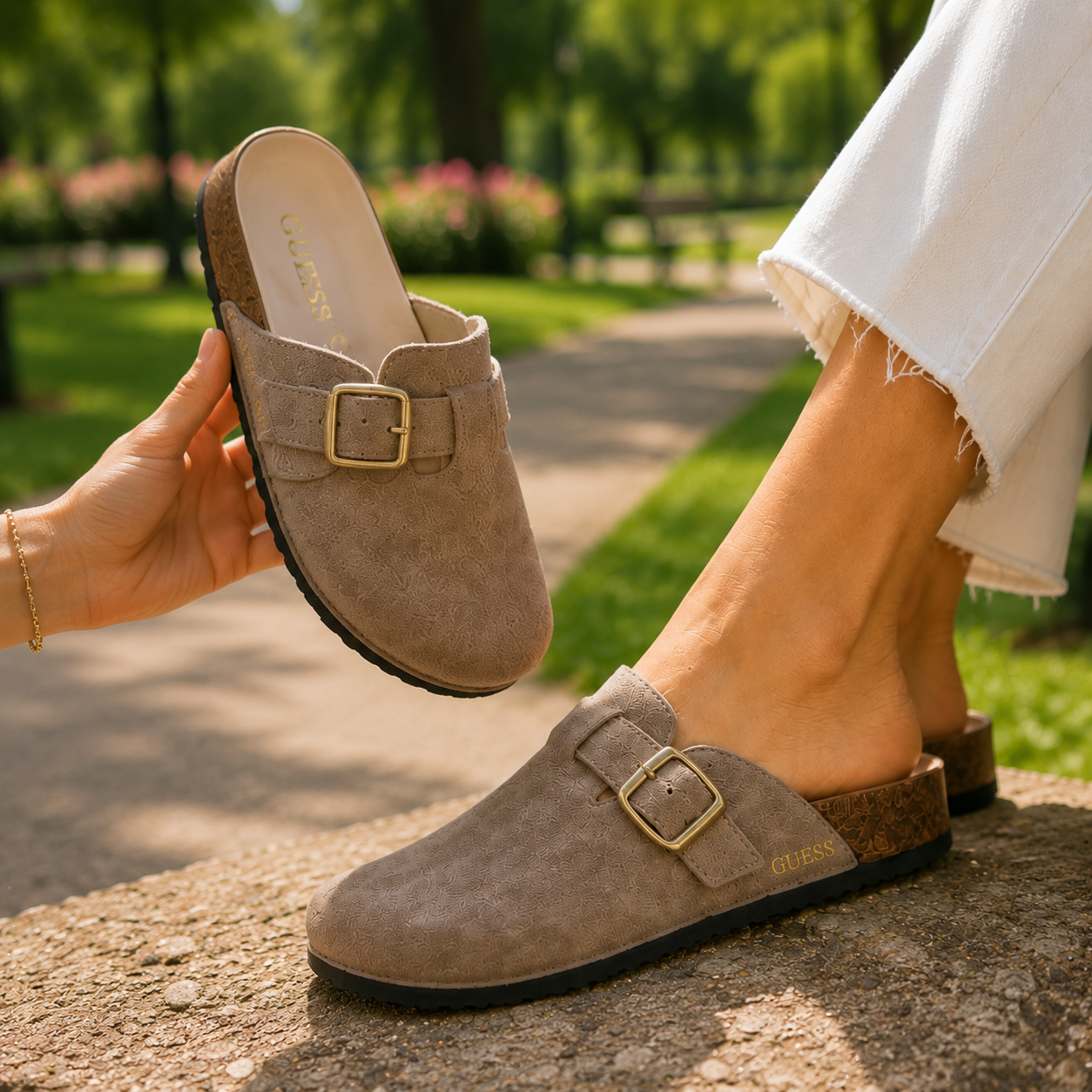 Mule camurça Khaki